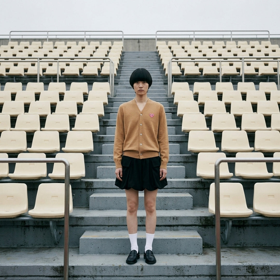 Pink Emblem V-Neck Cardigan | Comme des Garçons PLAY | Club21 - lifestyle