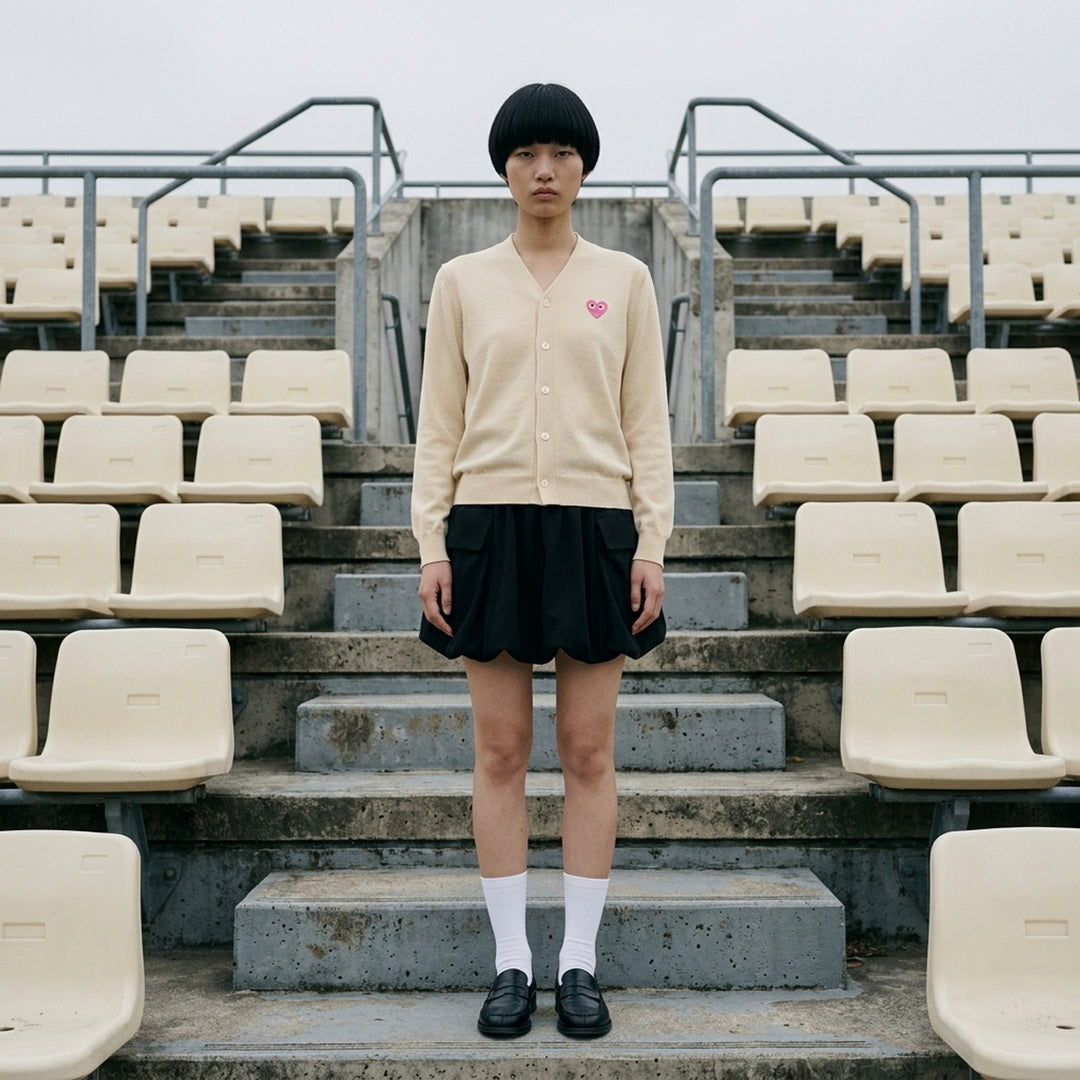 Pink Emblem V-Neck Cardigan | Comme des Garçons PLAY | Club21 - lifestyle