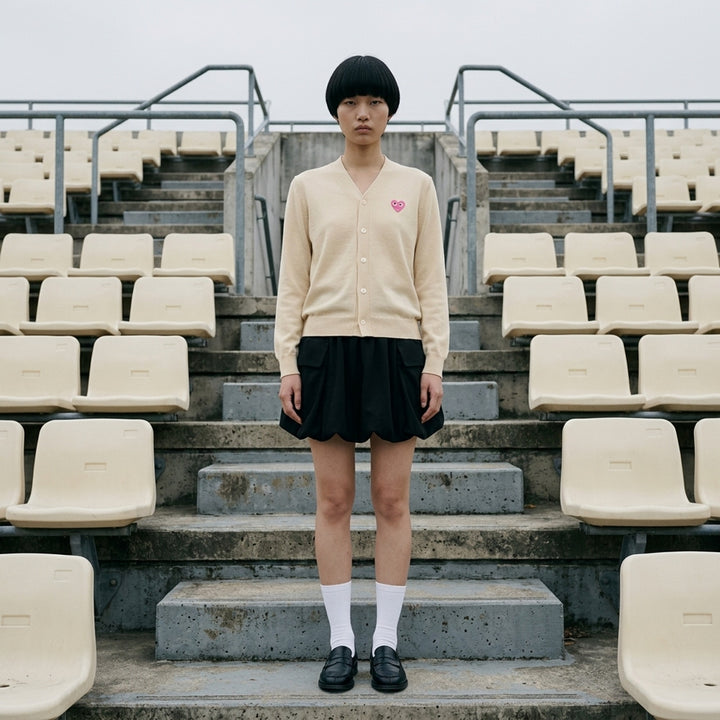Pink Emblem V-Neck Cardigan | Comme des Garçons PLAY | Club21 - lifestyle