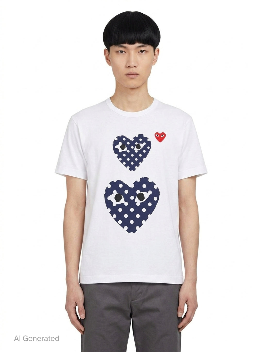 Polka Dot Double Heart Short Sleeve Tee | Comme des Garçons PLAY | Club21 - front