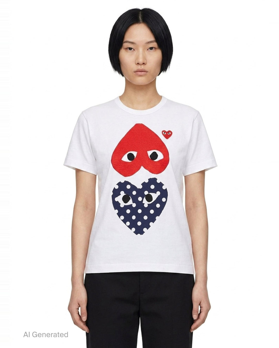 Polka Dot Double Heart Tee | Comme des Garçons PLAY | Club21 - front