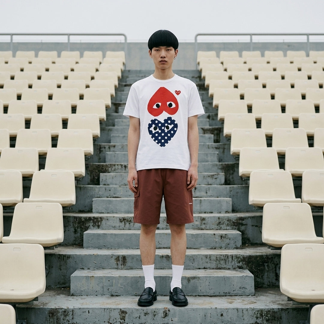 Polka Dot Double Heart Tee | Comme des Garçons PLAY | Club21 - lifestyle