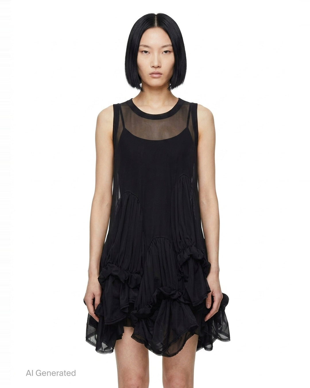 Sheer Layered Ruffle Dress | Comme des Garçons | Club21 - front