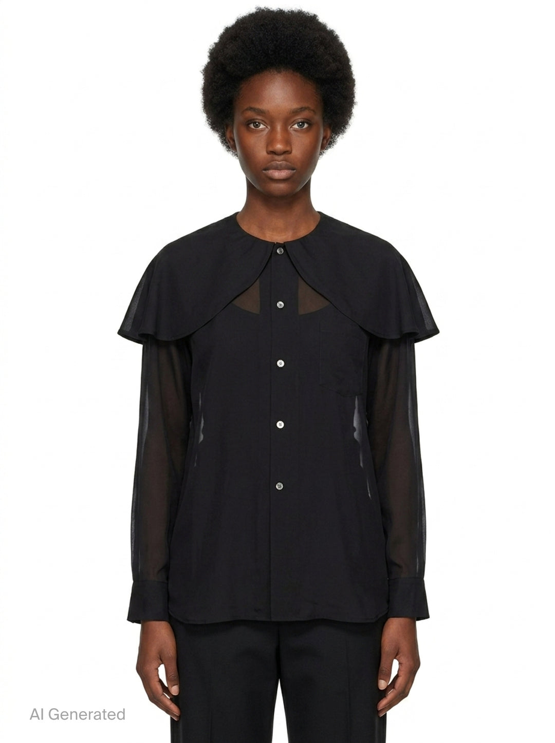 Sheer Oversized Frill Blouse | Comme des Garçons | Club21 - front