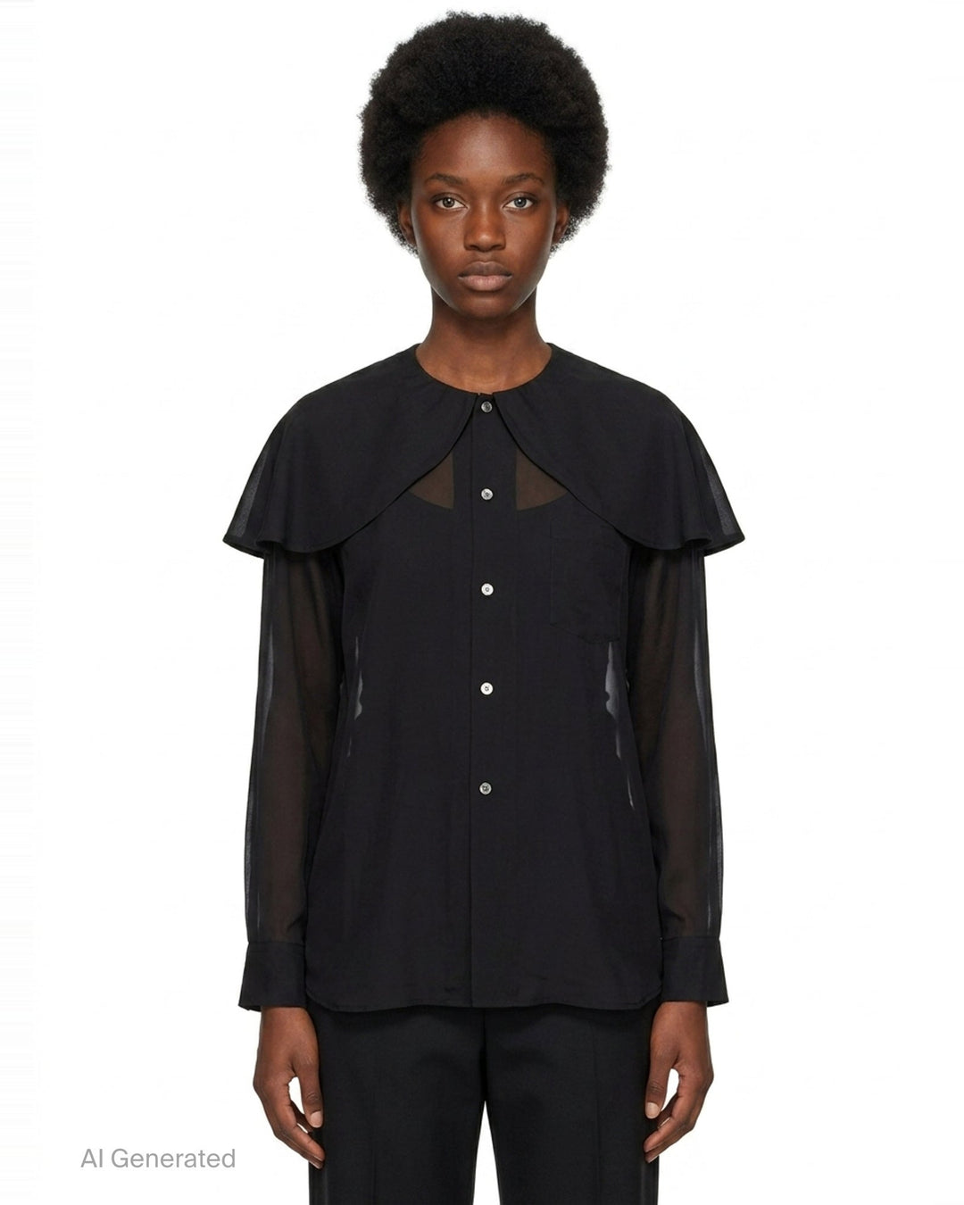 Sheer Oversized Frill Blouse | Comme des Garçons | Club21 - front