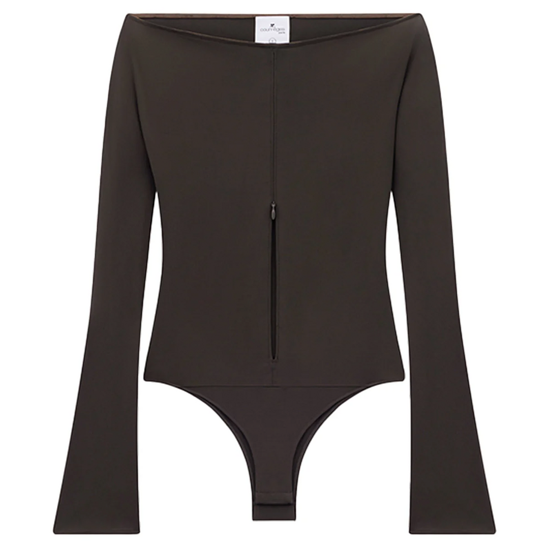 Drop Zipped Crepe Jersey Bodysuit