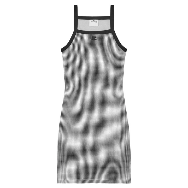 Contrast Houndstooth Mini Dress