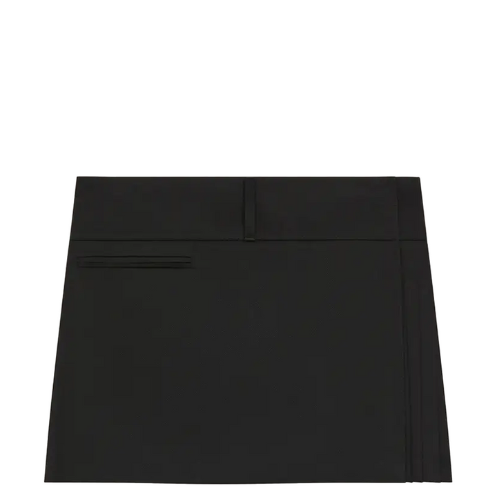 プリーツベルト付きポリコットンミニスカート