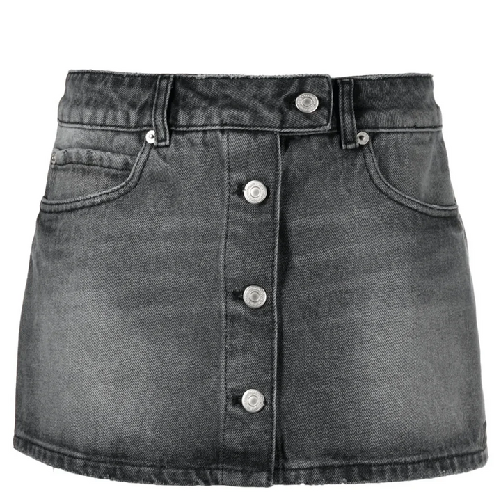 Trucker Black Denim Mini Skirt