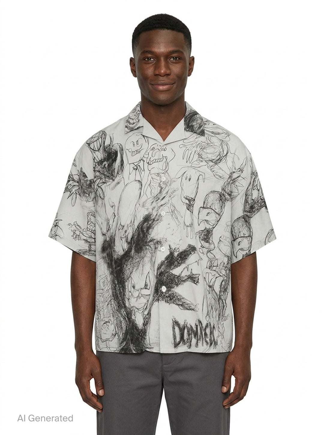 Camp Collar Short Sleeve Shirt | Domrebel | Club21 - front