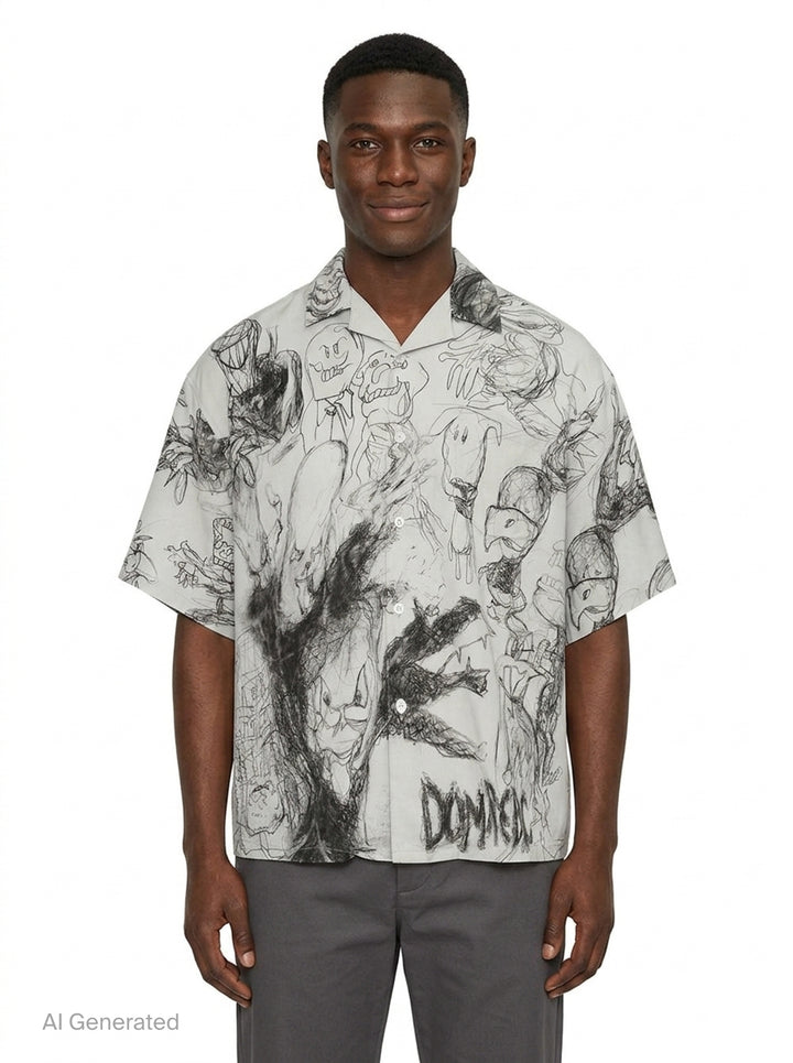 Camp Collar Short Sleeve Shirt | Domrebel | Club21 - front