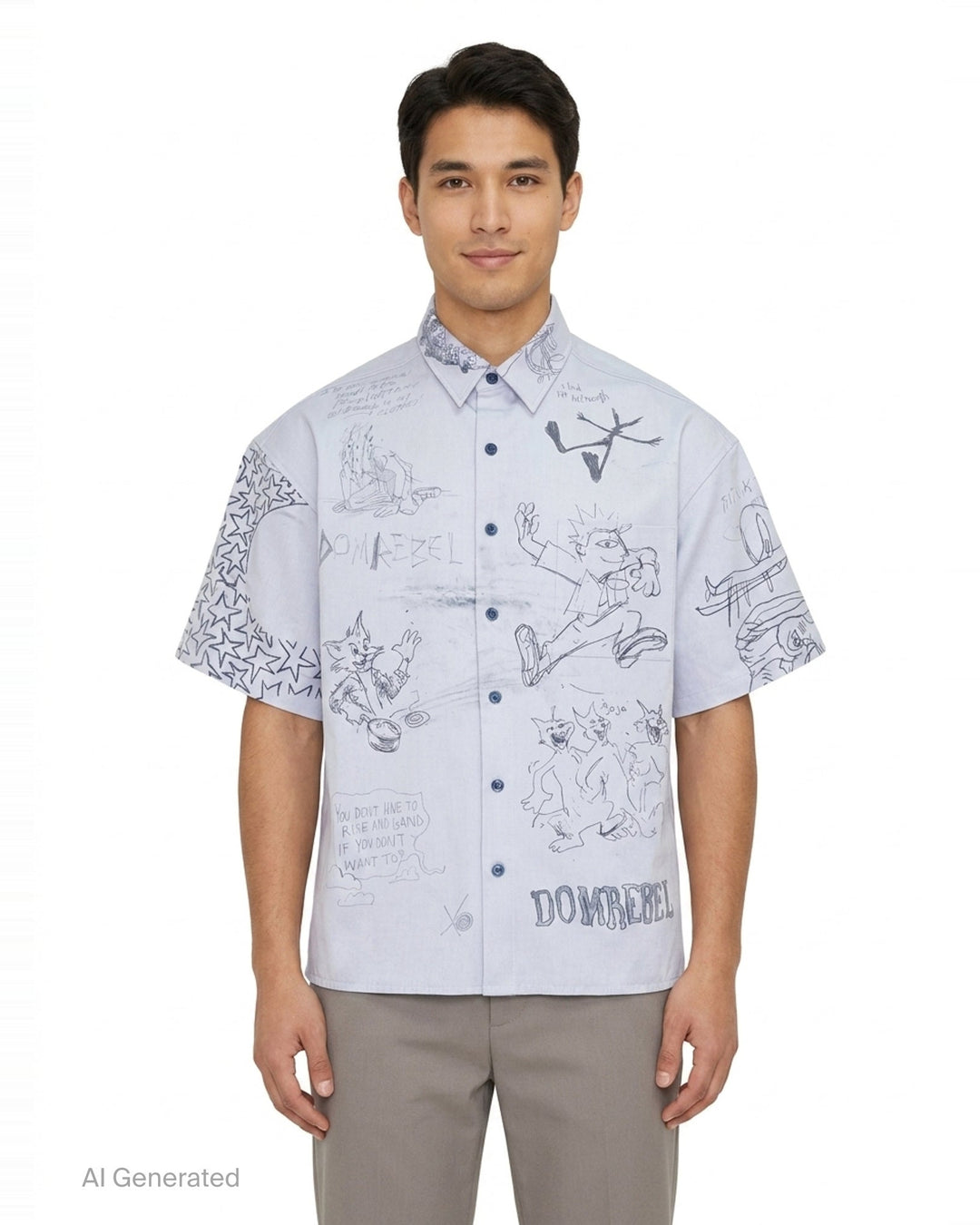 Graffiti Print Short Sleeve Shirt | Domrebel | Club21 - front