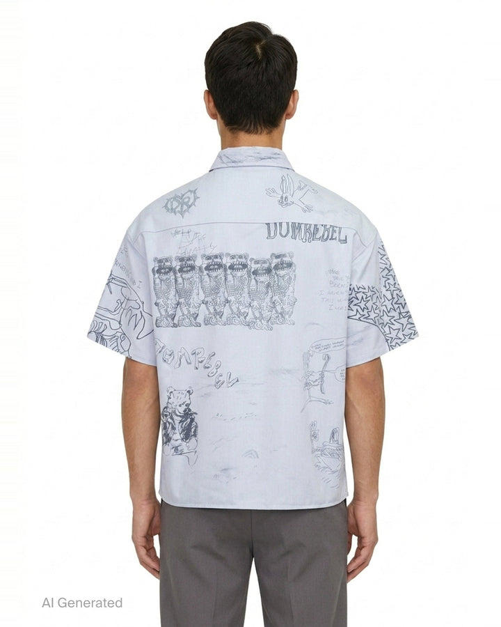 Graffiti Print Short Sleeve Shirt | Domrebel | Club21 - back