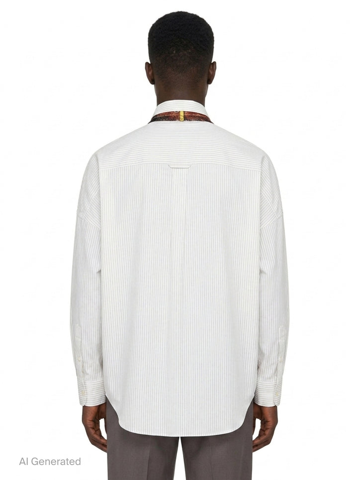 Trompe L'Oeil Tie Embroidery Long Sleeve Shirt | doublet | Club21 - back