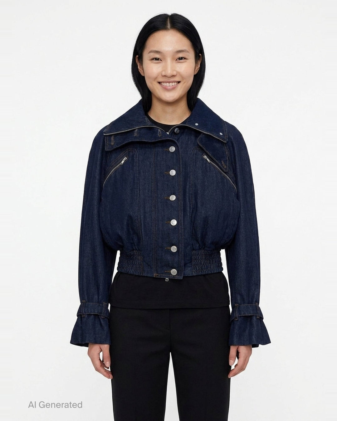 Cropped Denim Bomber Jacket | Dries Van Noten | Club21 - front