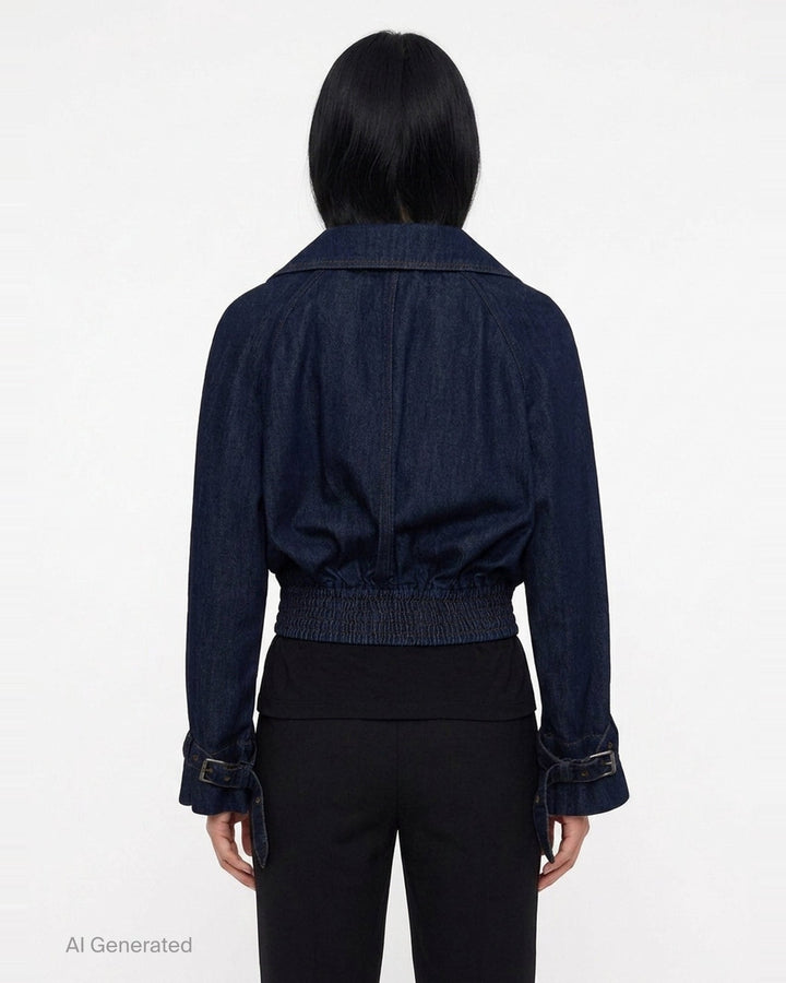 Cropped Denim Bomber Jacket | Dries Van Noten | Club21 - back