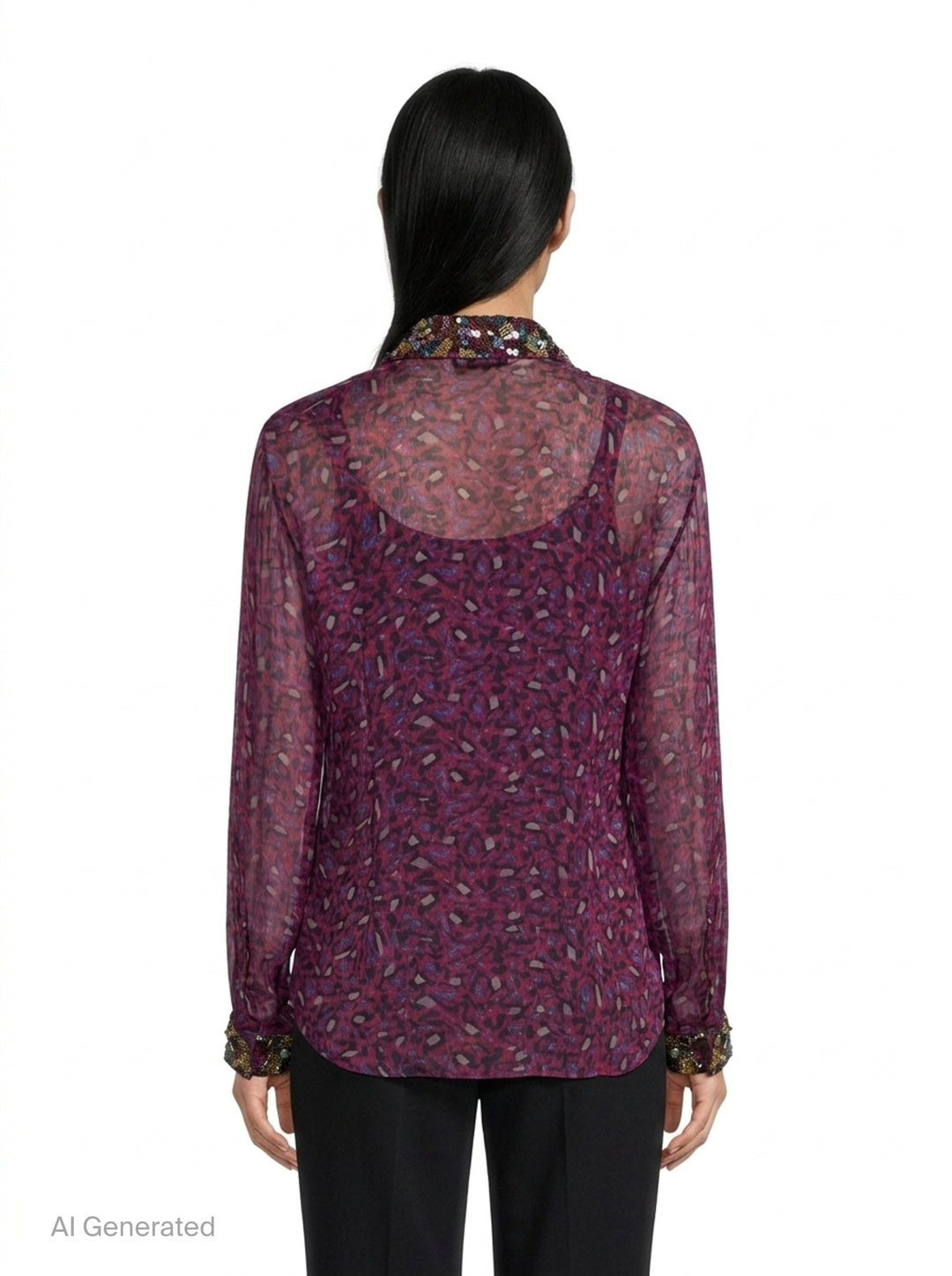 Embellished Sheer Printed Blouse | Dries Van Noten | Club21 - back