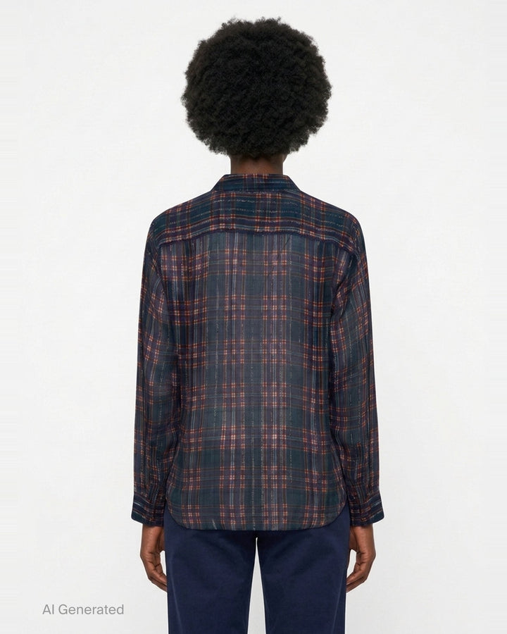 Loose Fit Plaid Button Shirt | Dries Van Noten | Club21 - back