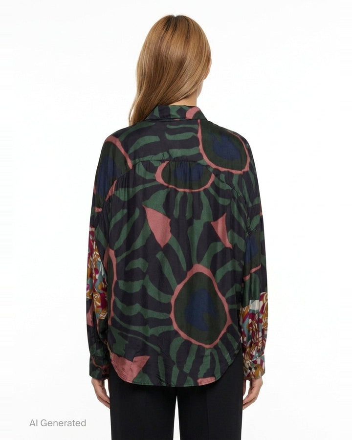 Oversized Cocoon Print Shirt | Dries Van Noten | Club21 - back