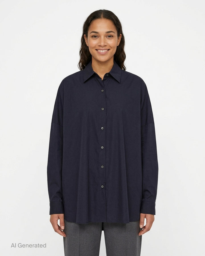 Dries Van Noten oversized cocoon shirt in olive green with pointed collar, dropped shoulders, long voluminous sleeves and button-front closure - front