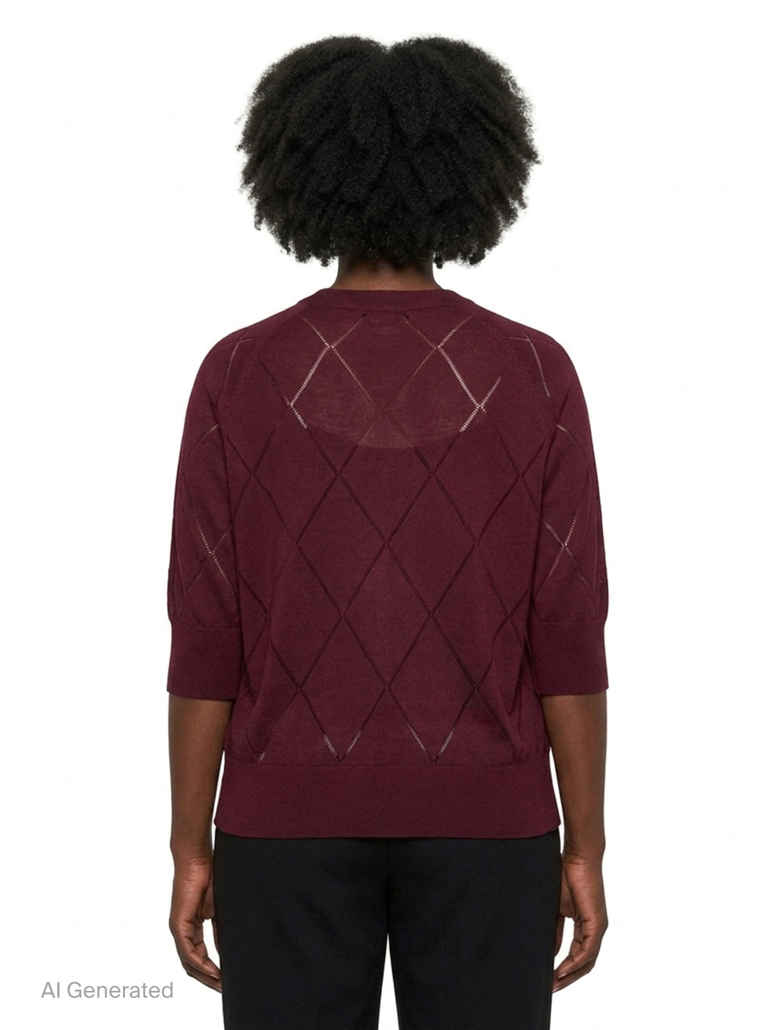 Short Sleeve Argyle Knit Sweater | Dries Van Noten | Club21 - back