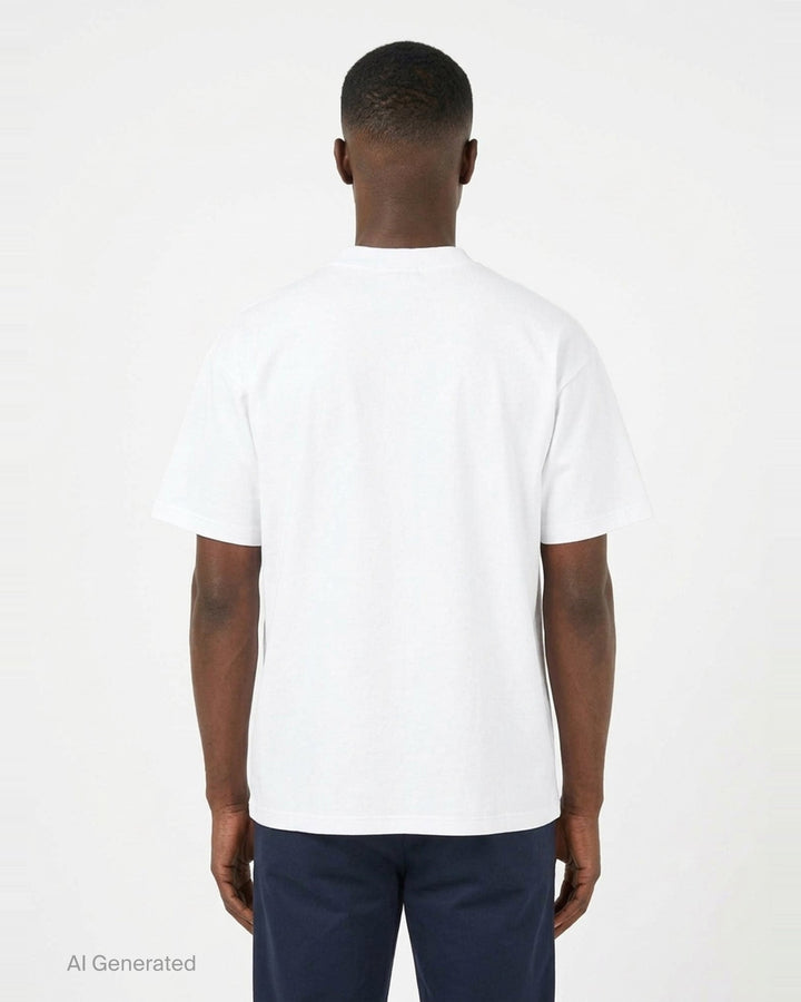 Drôle de Monsieur Classic Slogan Tee in white with 'Not From Paris, Madame' chest print, relaxed oversized fit with crew neck and short sleeves - back