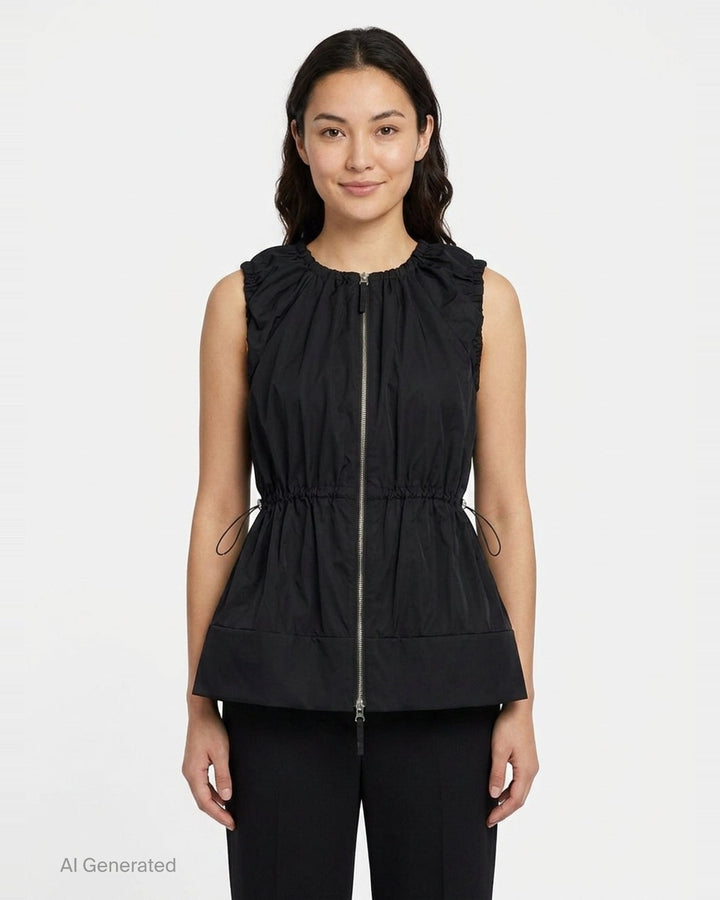 Gathered Zip-Front Vest | Enfold | Club21 - front