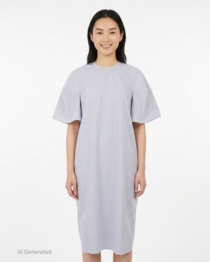 Striped Flutter Sleeve Box Dress | Enfold | Club21 - front
