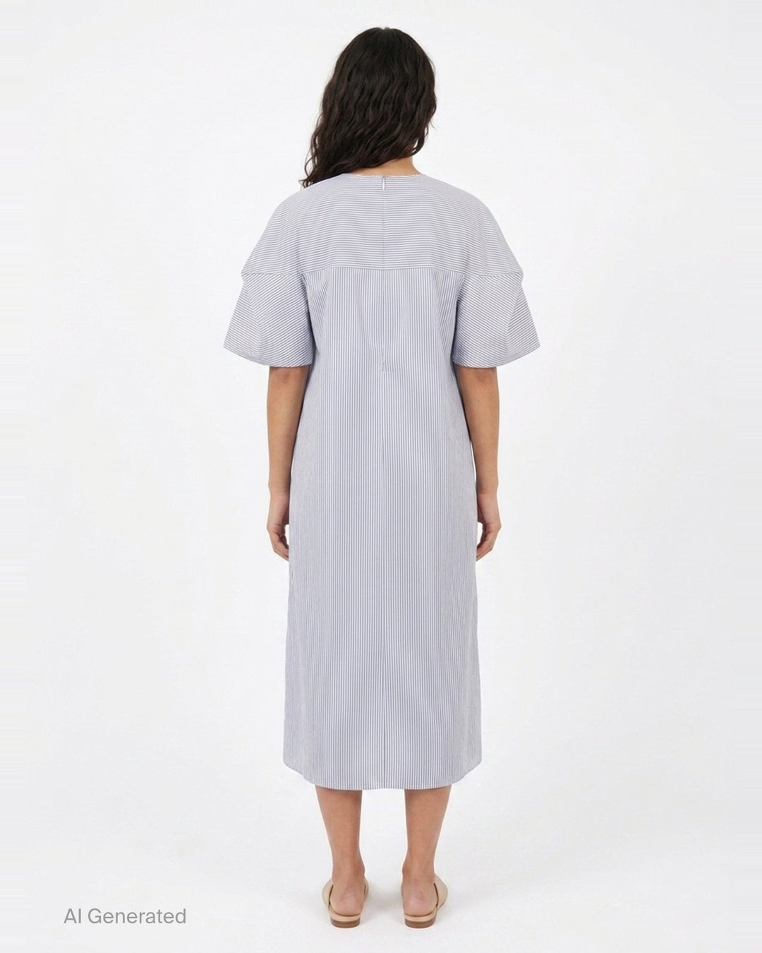 Striped Ruffle Sleeve Box Dress | Enfold | Club21 - back
