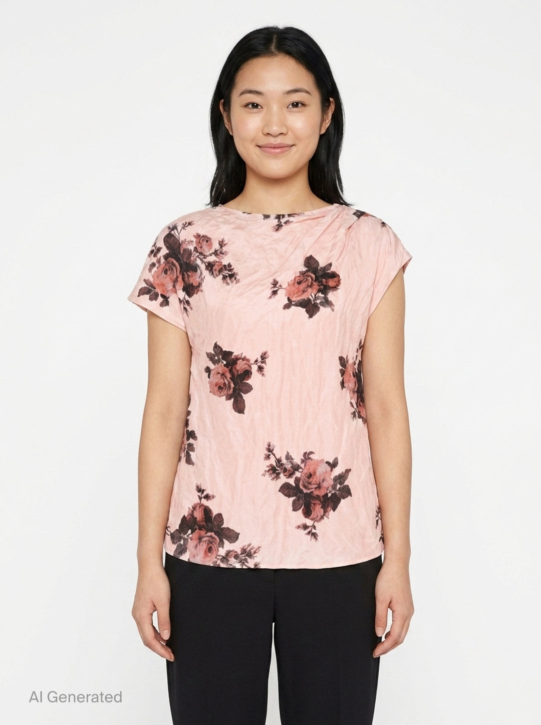 Crushed Satin Draped Floral Top | Erdem | Club21 - front