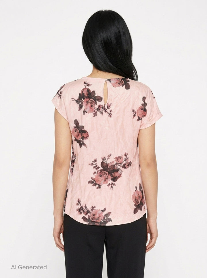 Crushed Satin Draped Floral Top | Erdem | Club21 - back