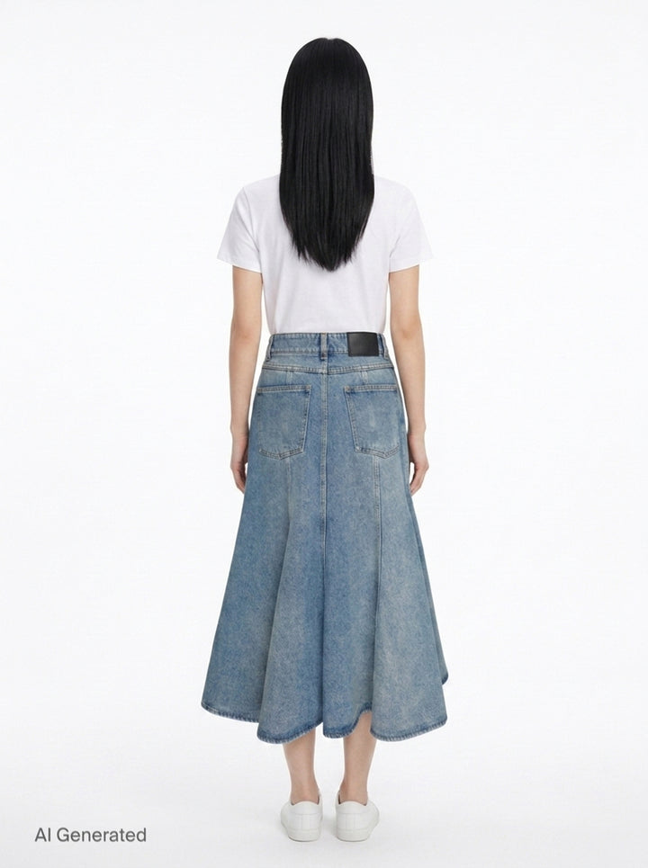 Embroidered Denim Midi Skirt | Erdem | Club21 - back