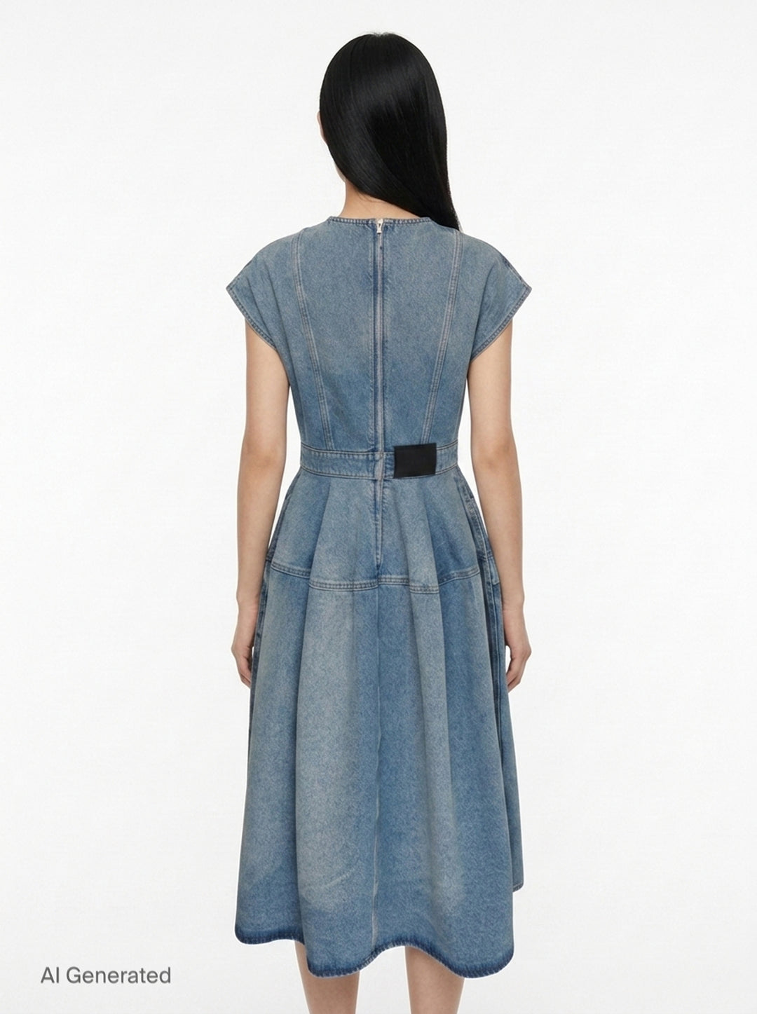 Embroidered Denim Short Sleeve Dress | Erdem | Club21 - back
