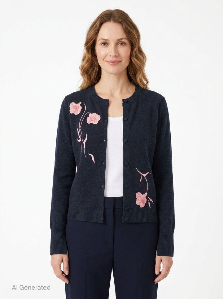 Embroidered Fitted Cardigan | Erdem | Club21 - front