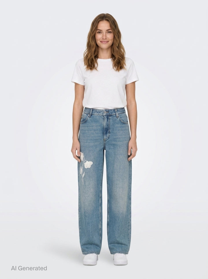 Embroidered Floral Straight Jeans | Erdem | Club21 - front