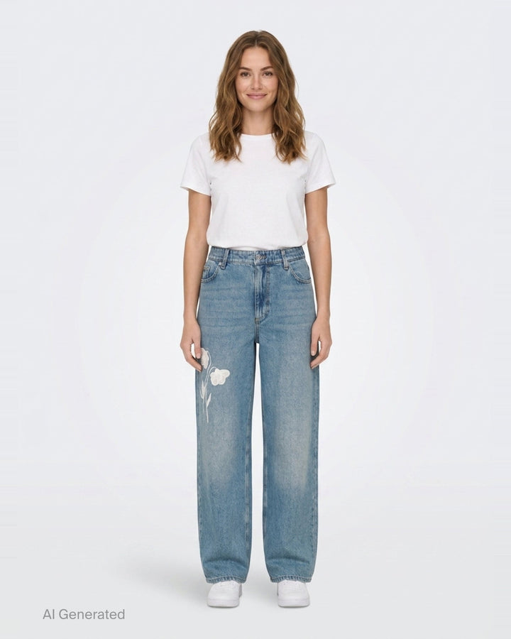 Embroidered Floral Straight Jeans | Erdem | Club21 - front