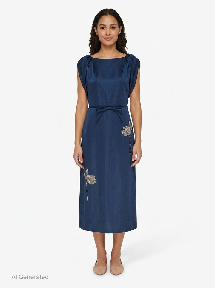 Embroidered Heavy Satin Dress | Erdem | Club21 - front