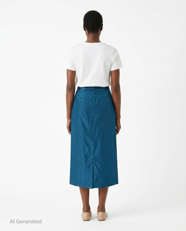Embroidered Textured Satin Midi Skirt | Erdem | Club21 - back