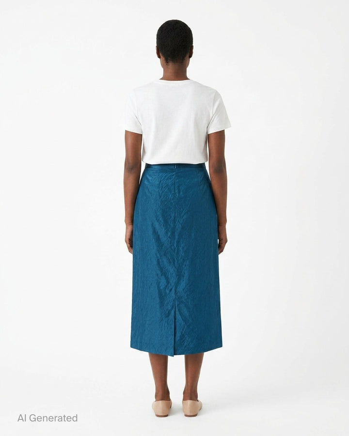 Embroidered Textured Satin Midi Skirt | Erdem | Club21 - back