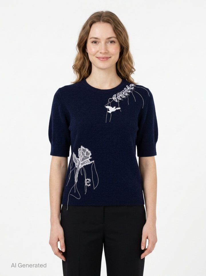 Fine Alpaca Blend Short Sleeve Knit | Erdem | Club21 - front