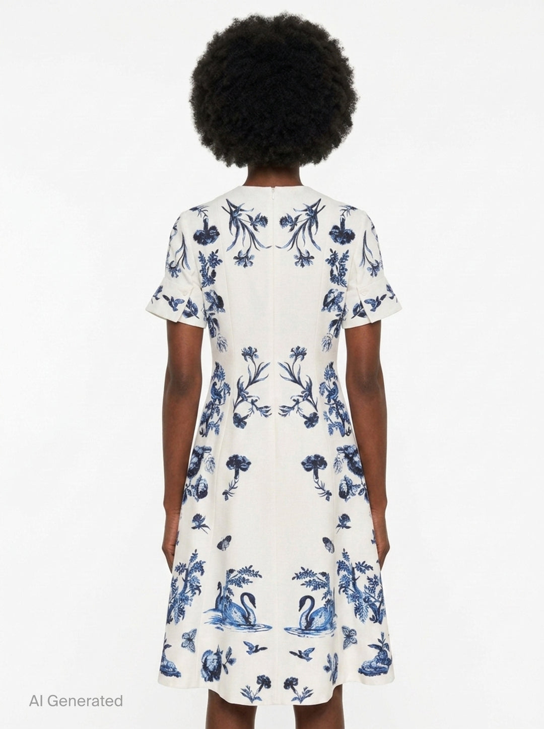 Floral Cotton Faille Short Sleeve Dress | Erdem | Club21 - back