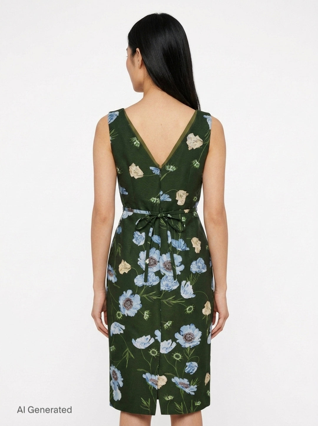 Floral Cotton Faille Sleeveless Dress | Erdem | Club21 - back