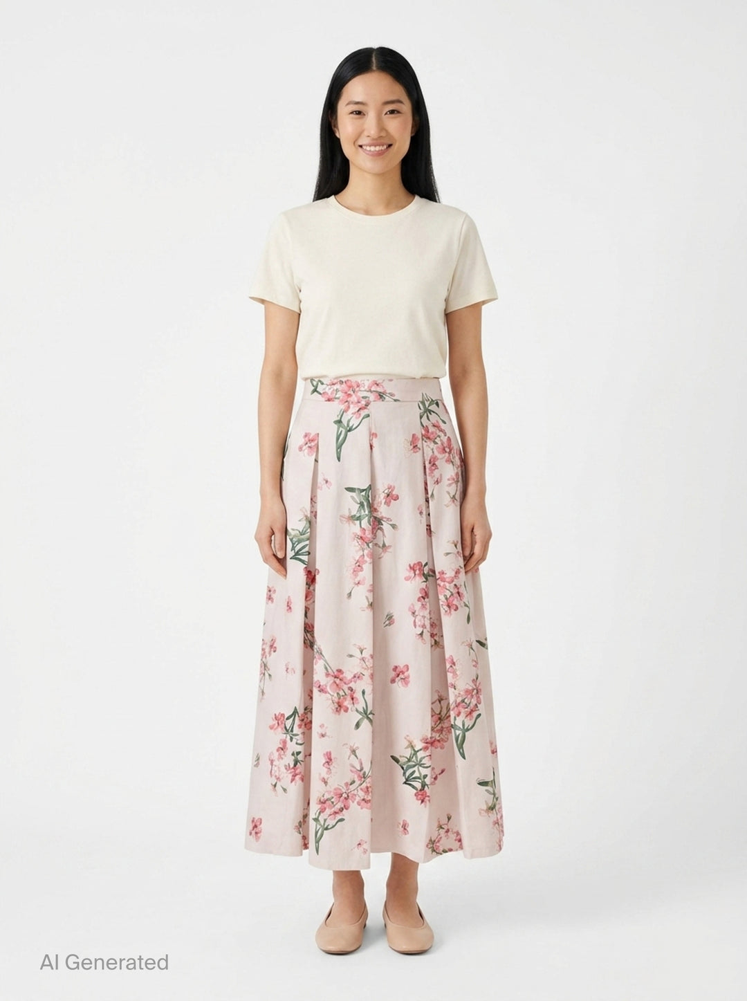 Floral Cotton Midi Pleated Skirt | Erdem | Club21 - front