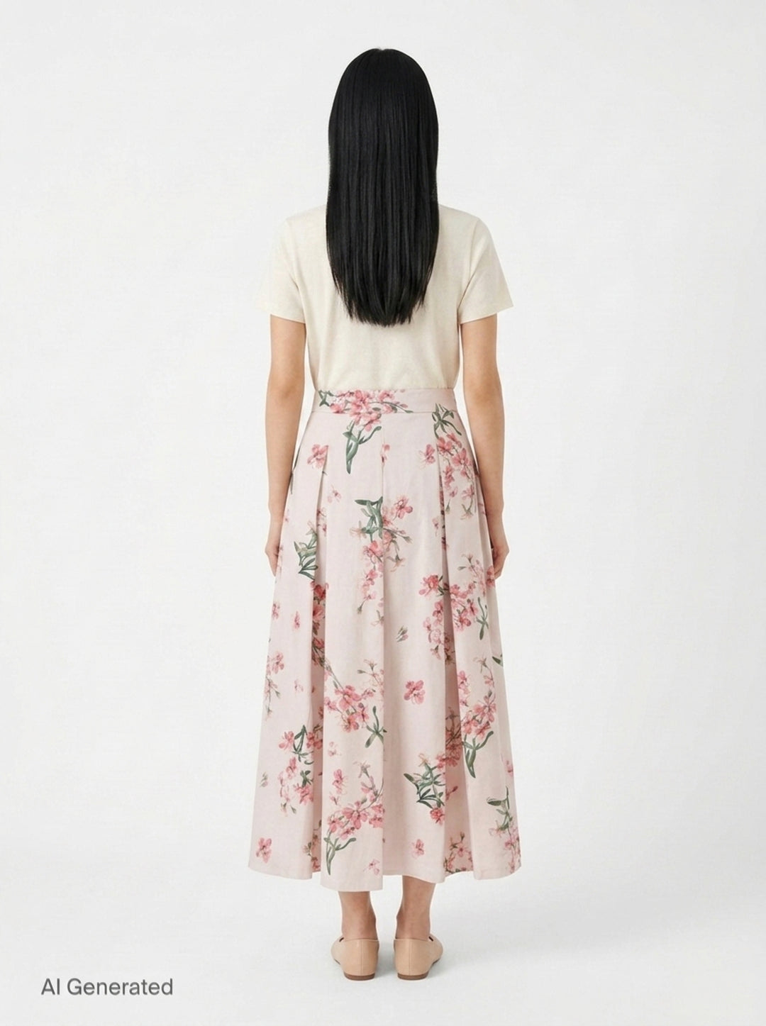 Floral Cotton Midi Pleated Skirt | Erdem | Club21 - back