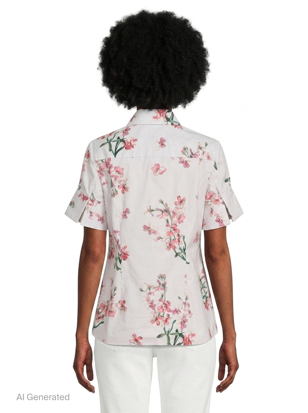 Floral Cotton Short Sleeve Shirt | Erdem | Club21 - back
