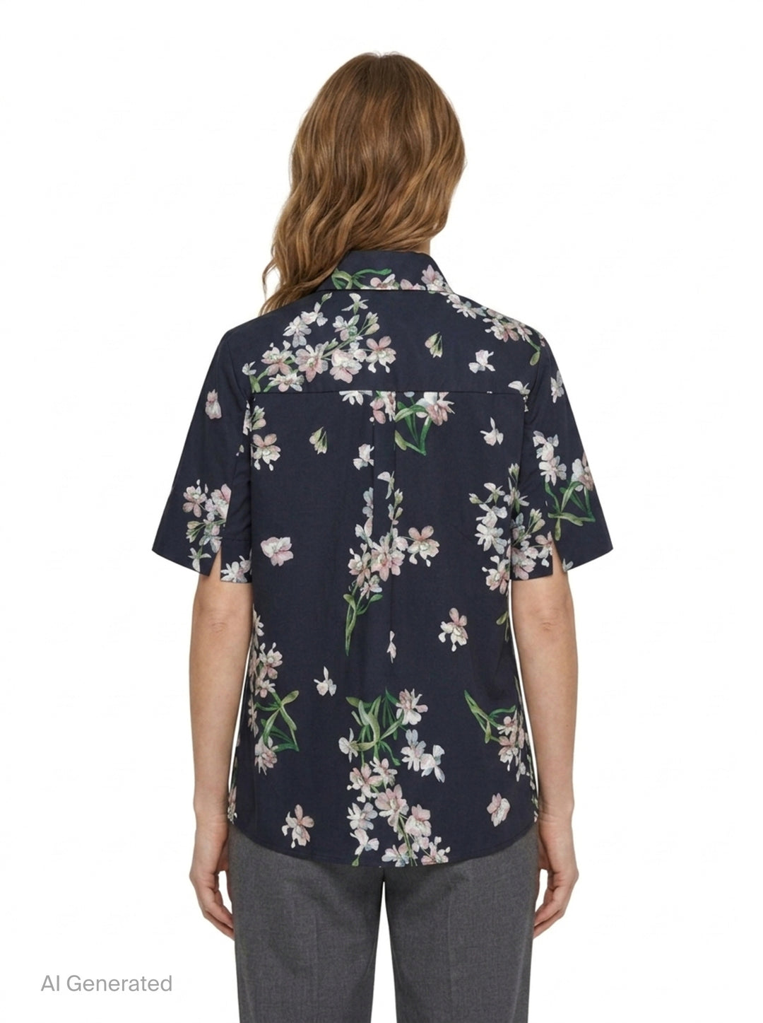 Floral Cotton Short Sleeve Shirt | Erdem | Club21 - back