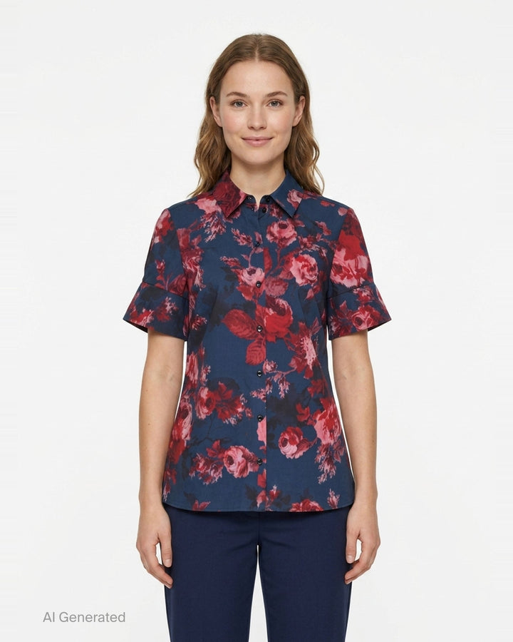 Floral Short Sleeve Blouse | Erdem | Club21 - front