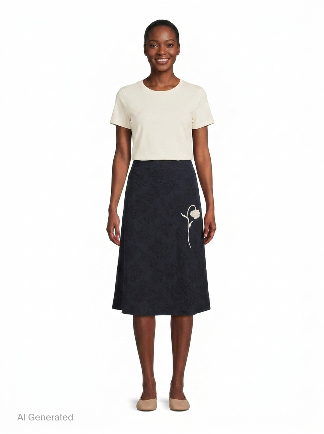 Flower Jacquard Drape Midi Skirt | Erdem | Club21 - front