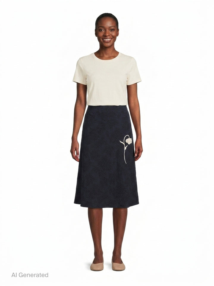Flower Jacquard Drape Midi Skirt | Erdem | Club21 - front