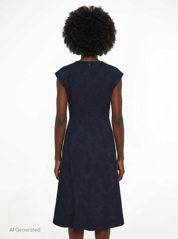 Flower Jacquard Draped Midi Dress | Erdem | Club21 - back